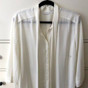 NEW NY&Co Sheer White Bow Blouse